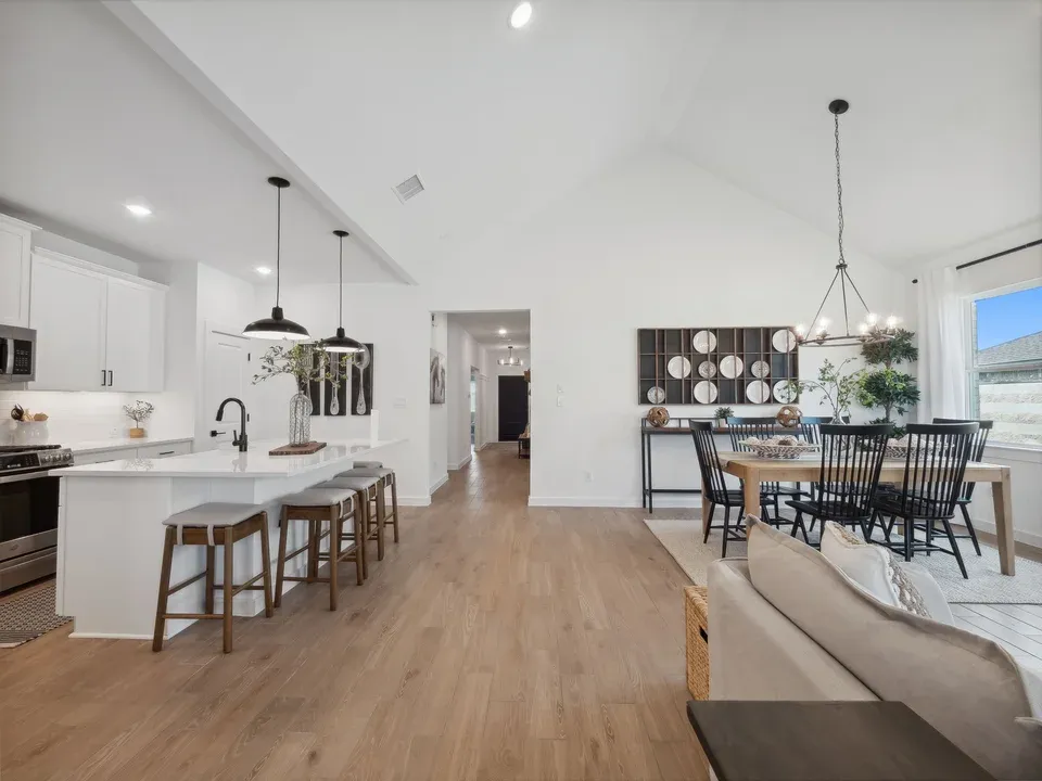 Vaulted ceiling in great room adjacent to kitchen
