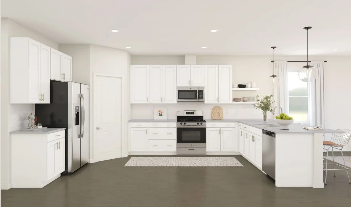 Kitchen with pendant lighting