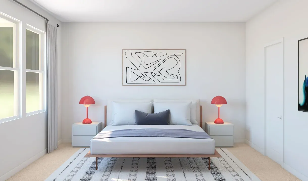 Primary suite with plush carpeting
