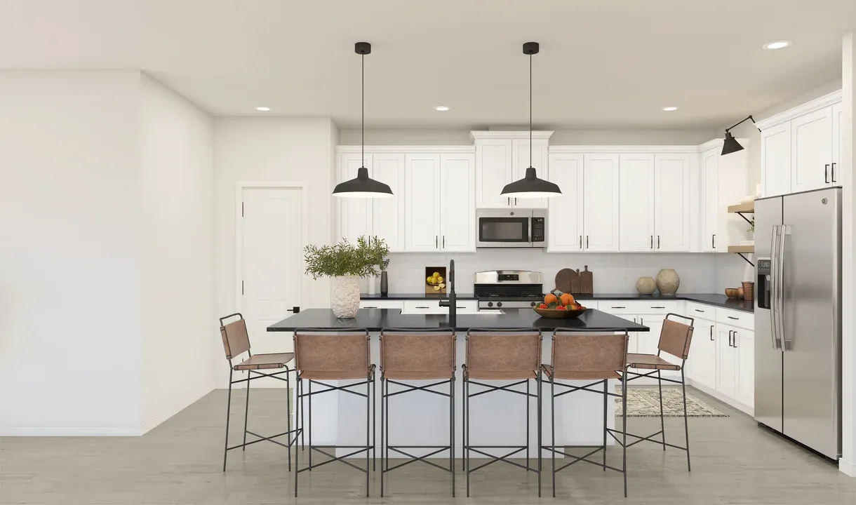 Kitchen with pendant lighting
