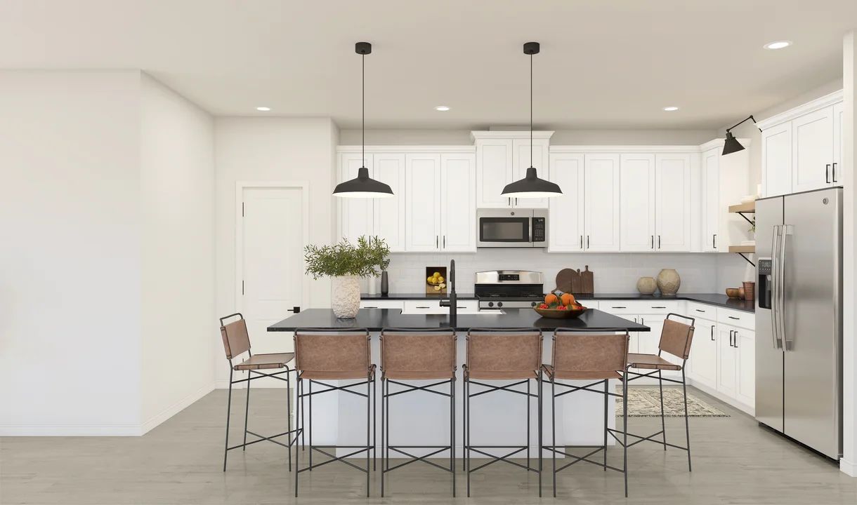 Kitchen with pendant lighting