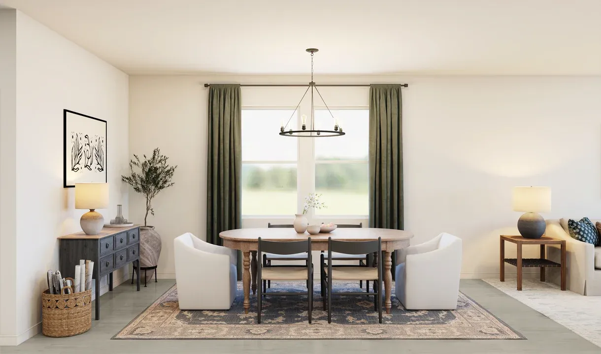 Dining area with chandelier