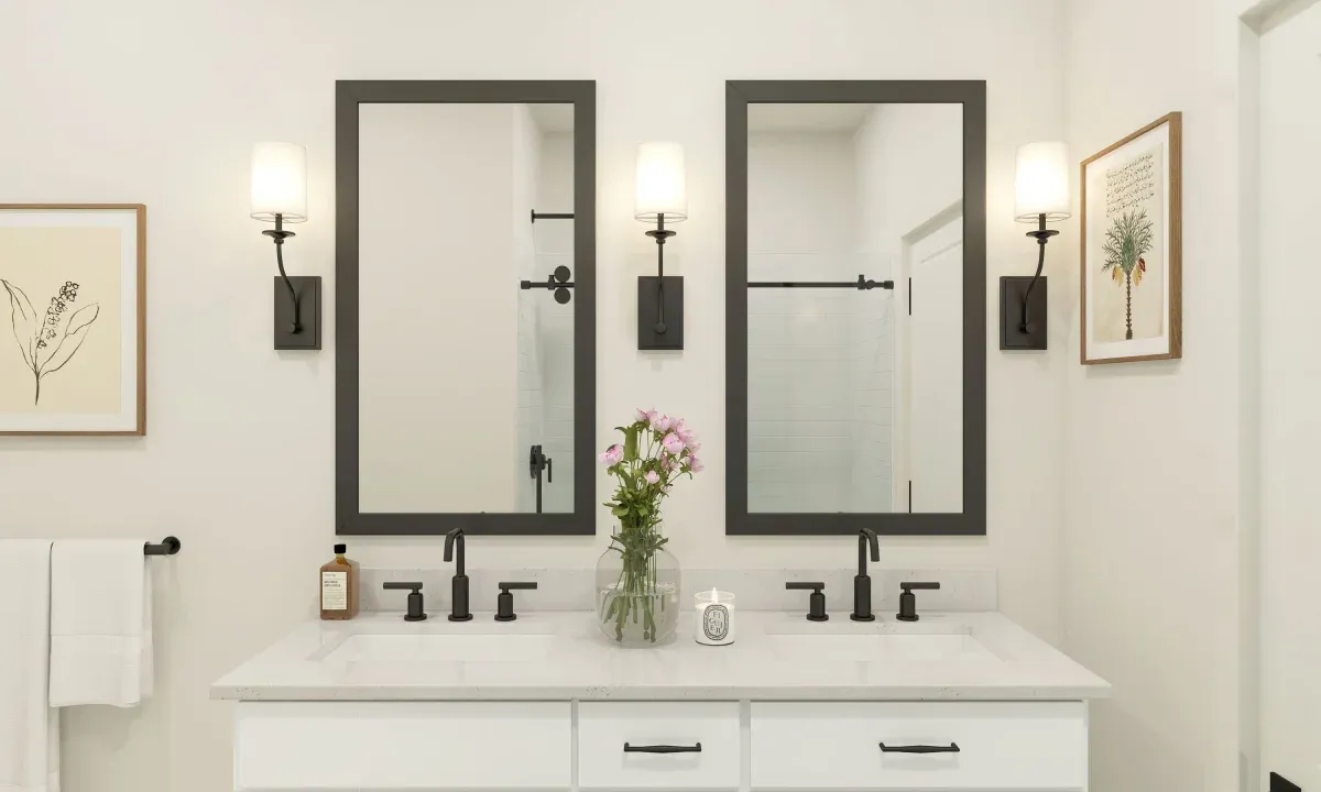 Primary bath with rectangular mirrors