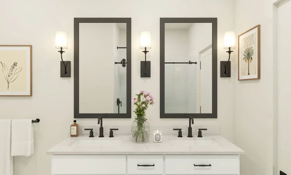 Primary bath with rectangular mirrors