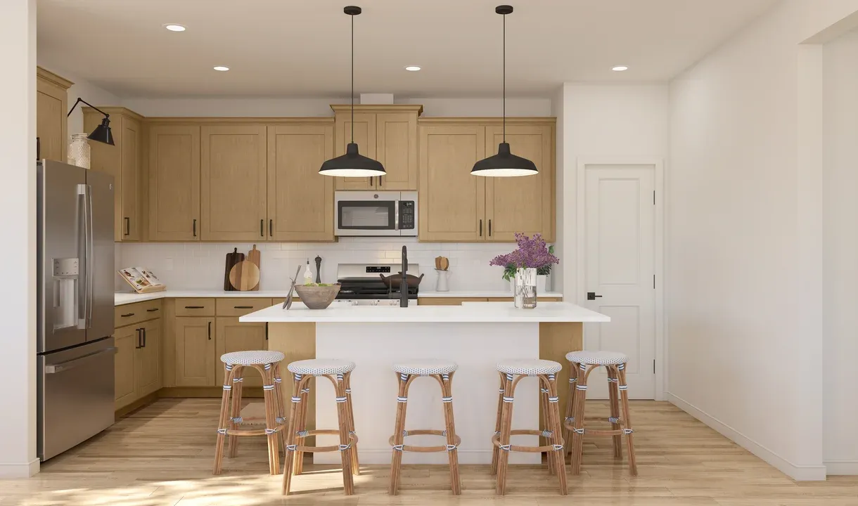 Kitchen with pendant lighting