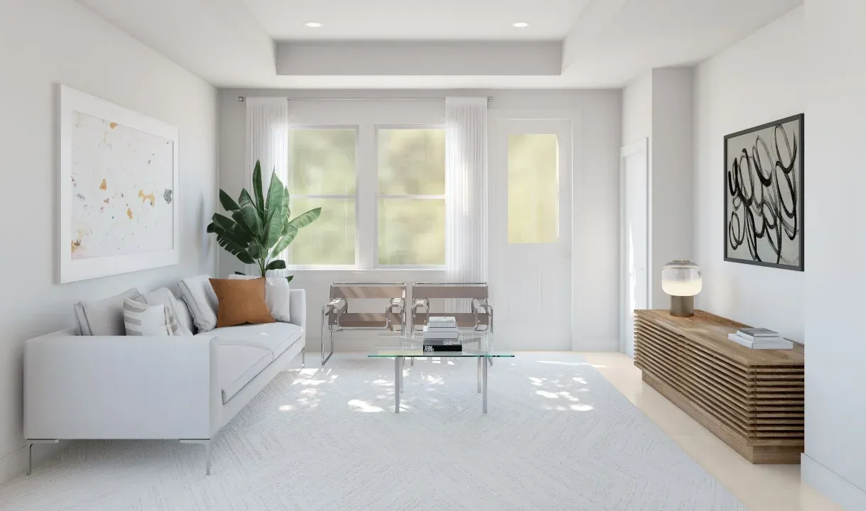 Great room with tray ceiling