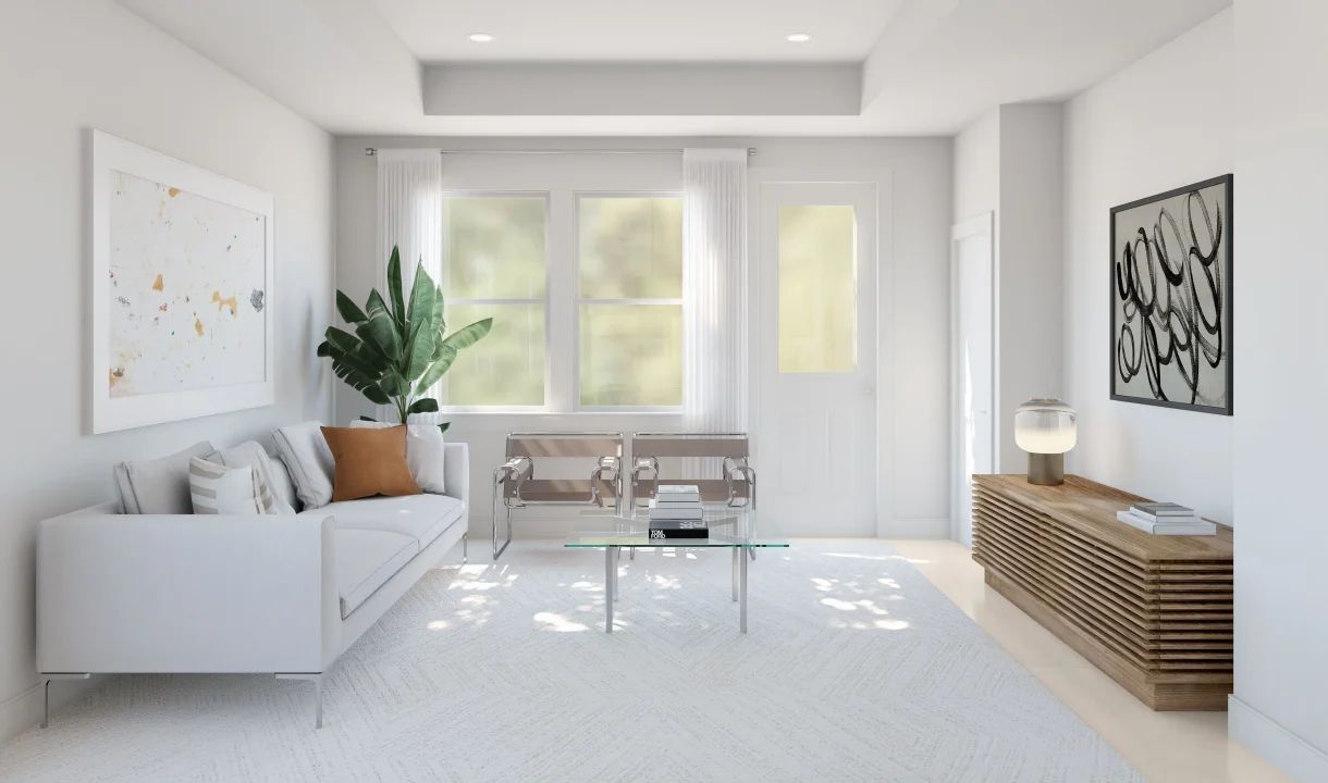 Great room with tray ceiling