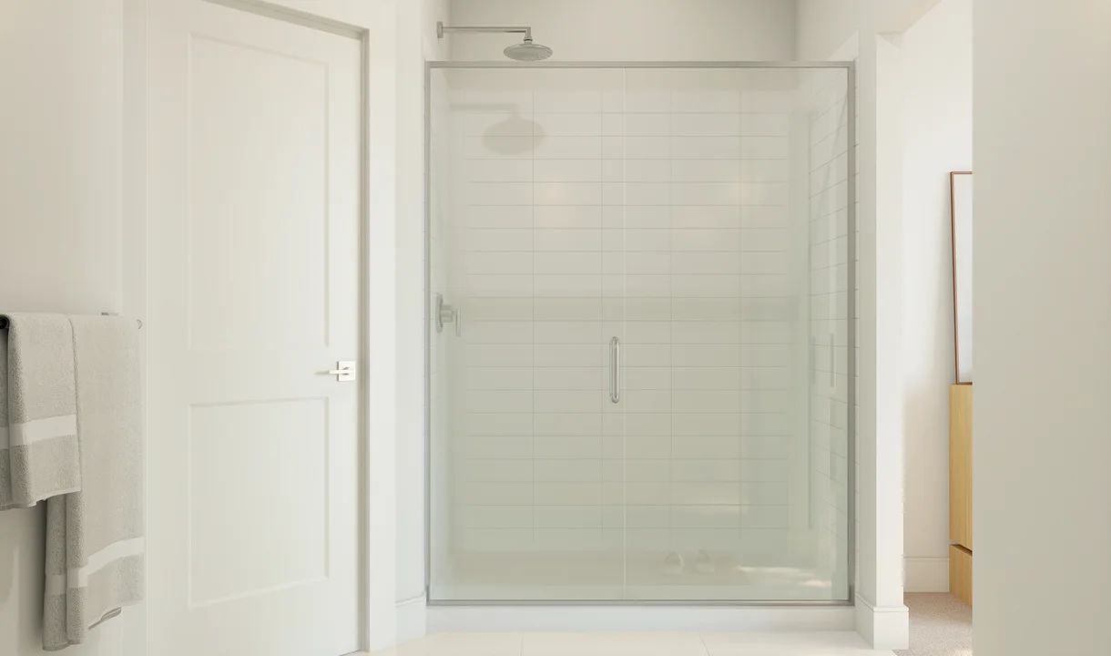 Primary bath glass shower enclosure