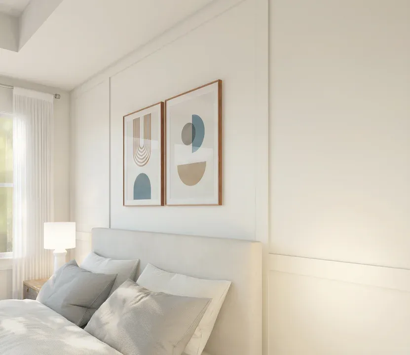 Primary suite decorative feature wall
