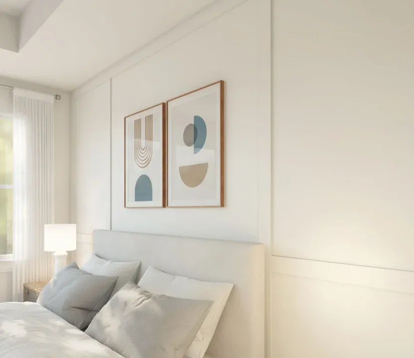 Primary suite decorative feature wall