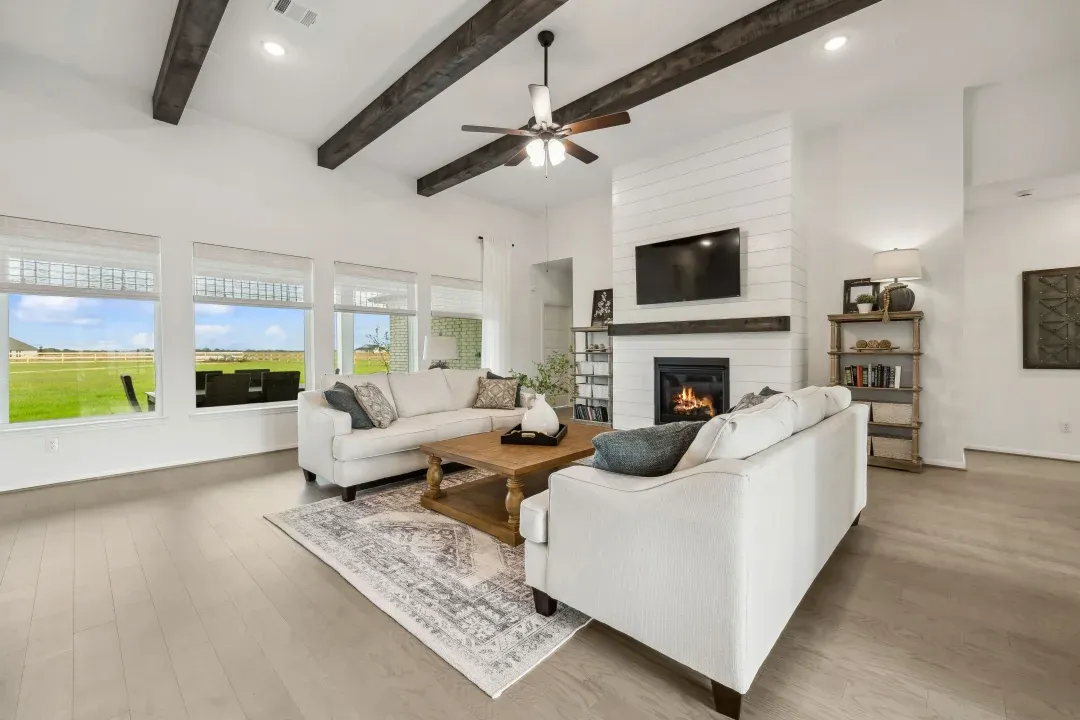 Great room with fireplace