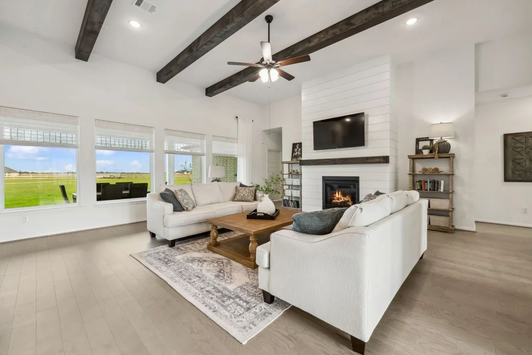 Great room with fireplace