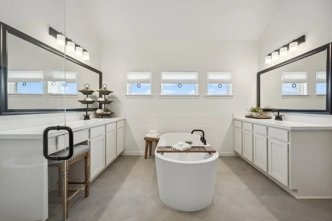 Primary luxury bath vanities and optional freestanding tub