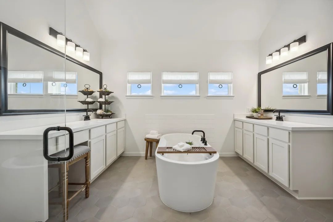 Primary luxury bath vanities and optional freestanding tub