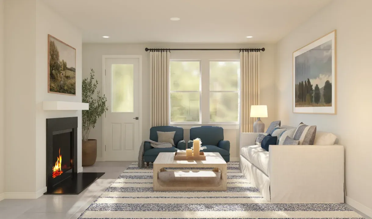 Great room with fireplace