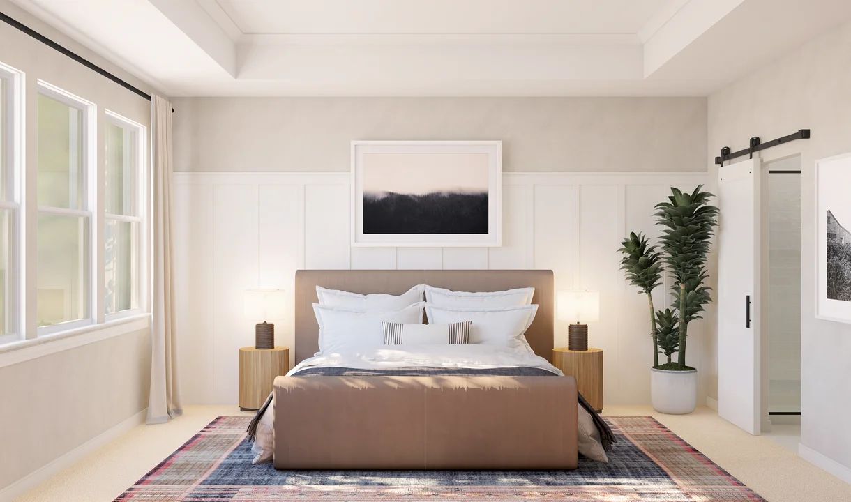 Primary suite with decorative feature wall