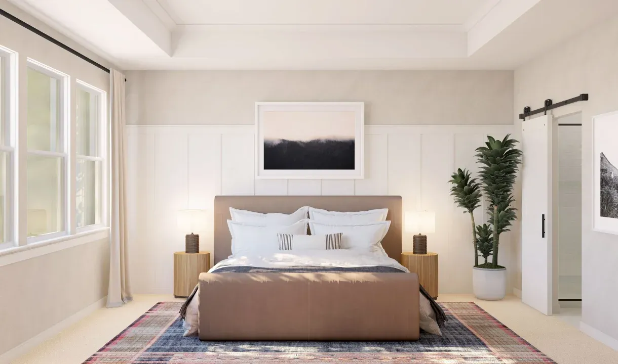 Primary suite with decorative feature wall