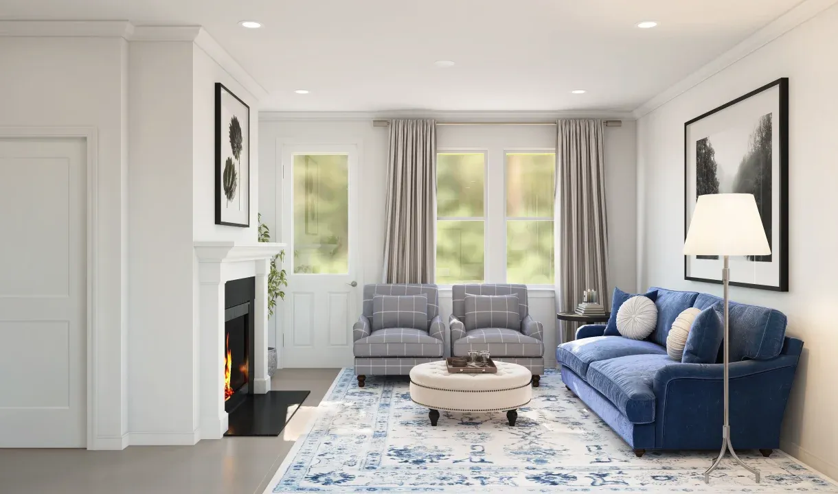 Great room with fireplace