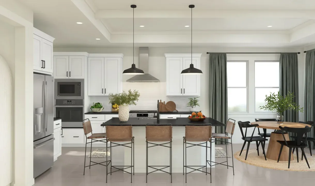 Kitchen with pendant lighting and spacious island