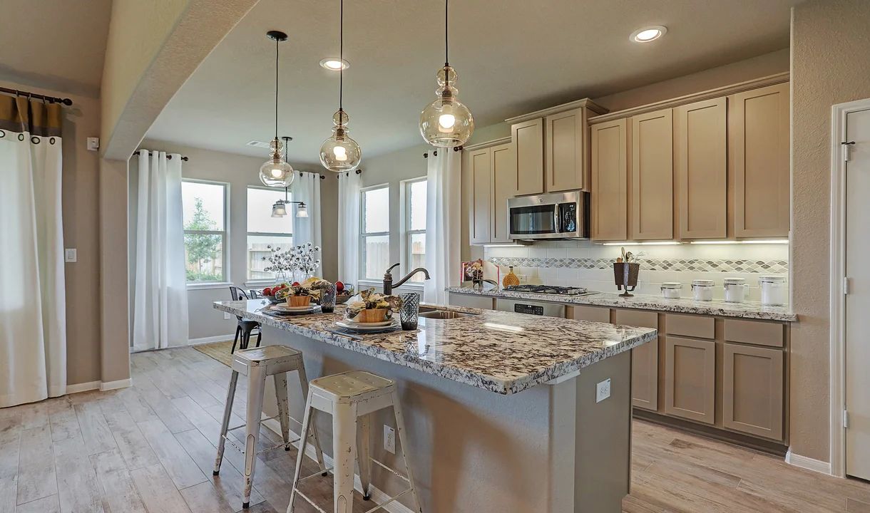 Kitchen with pendant lighting