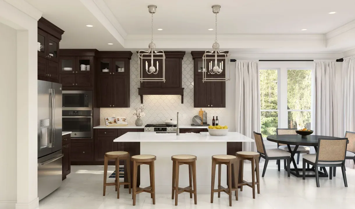 Kitchen with pendant lighting