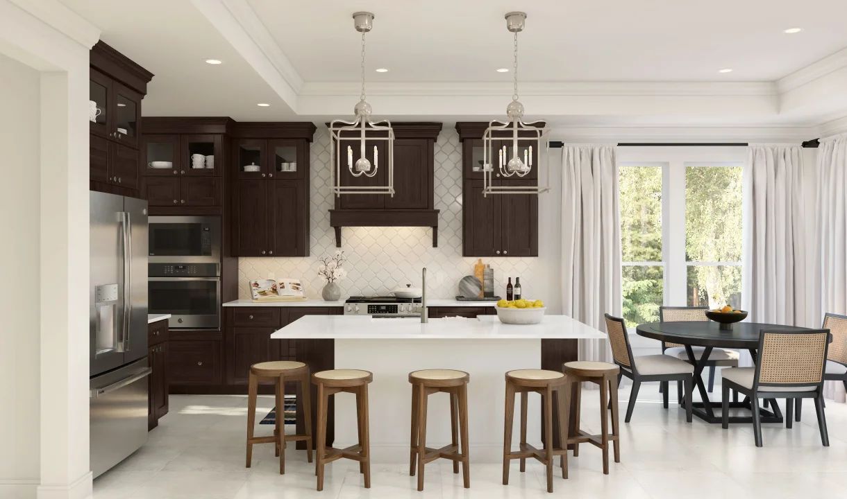 Kitchen with pendant lighting