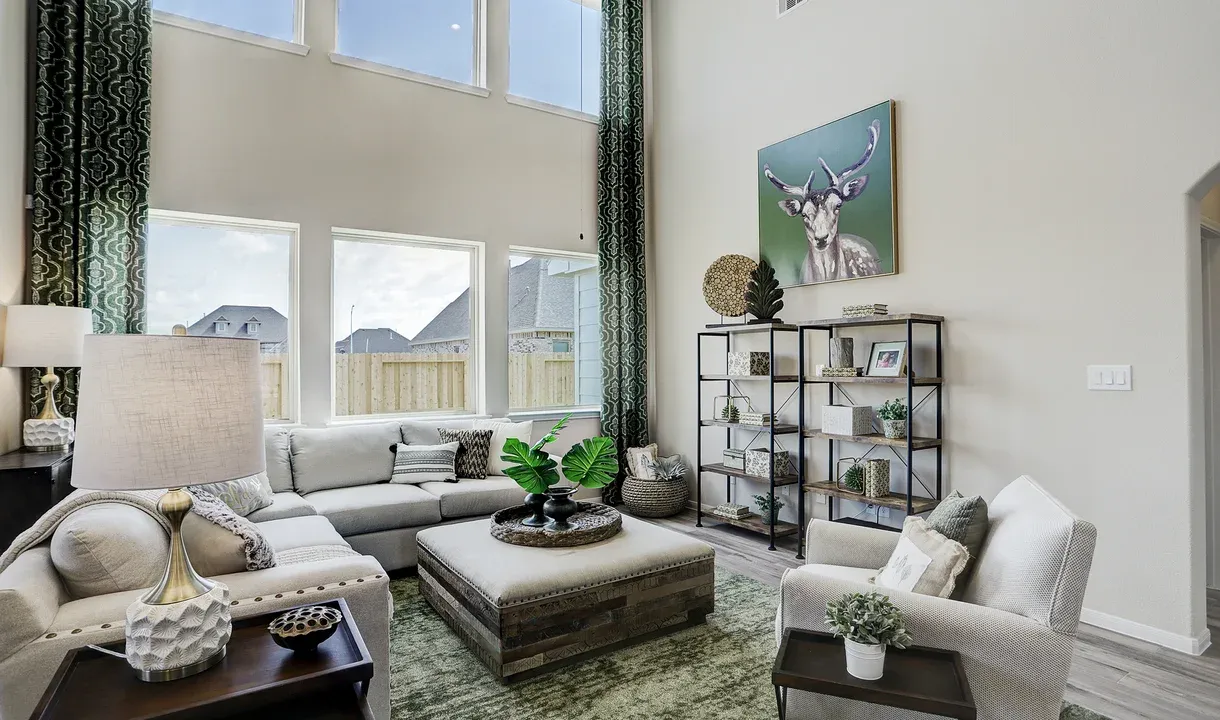 Great room with two-story ceiling