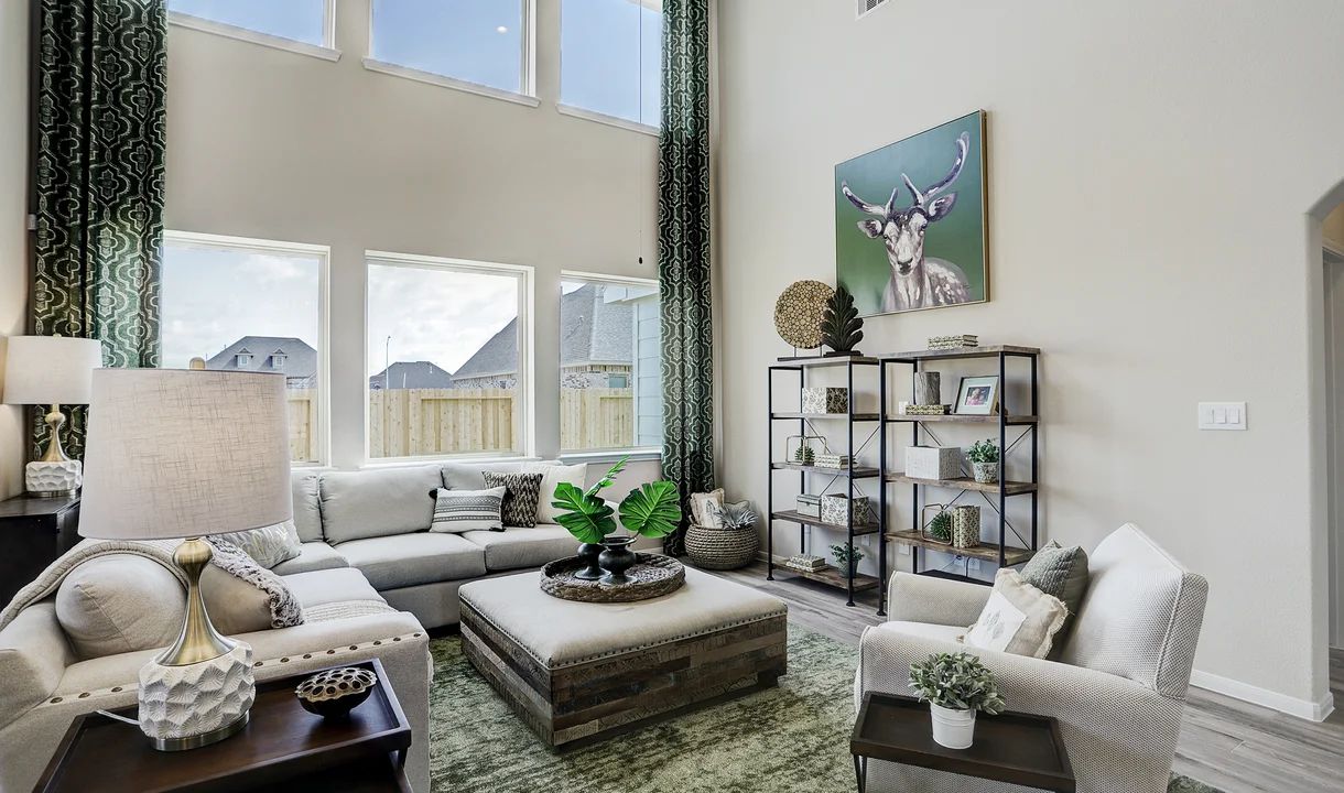 Great room with two-story ceiling