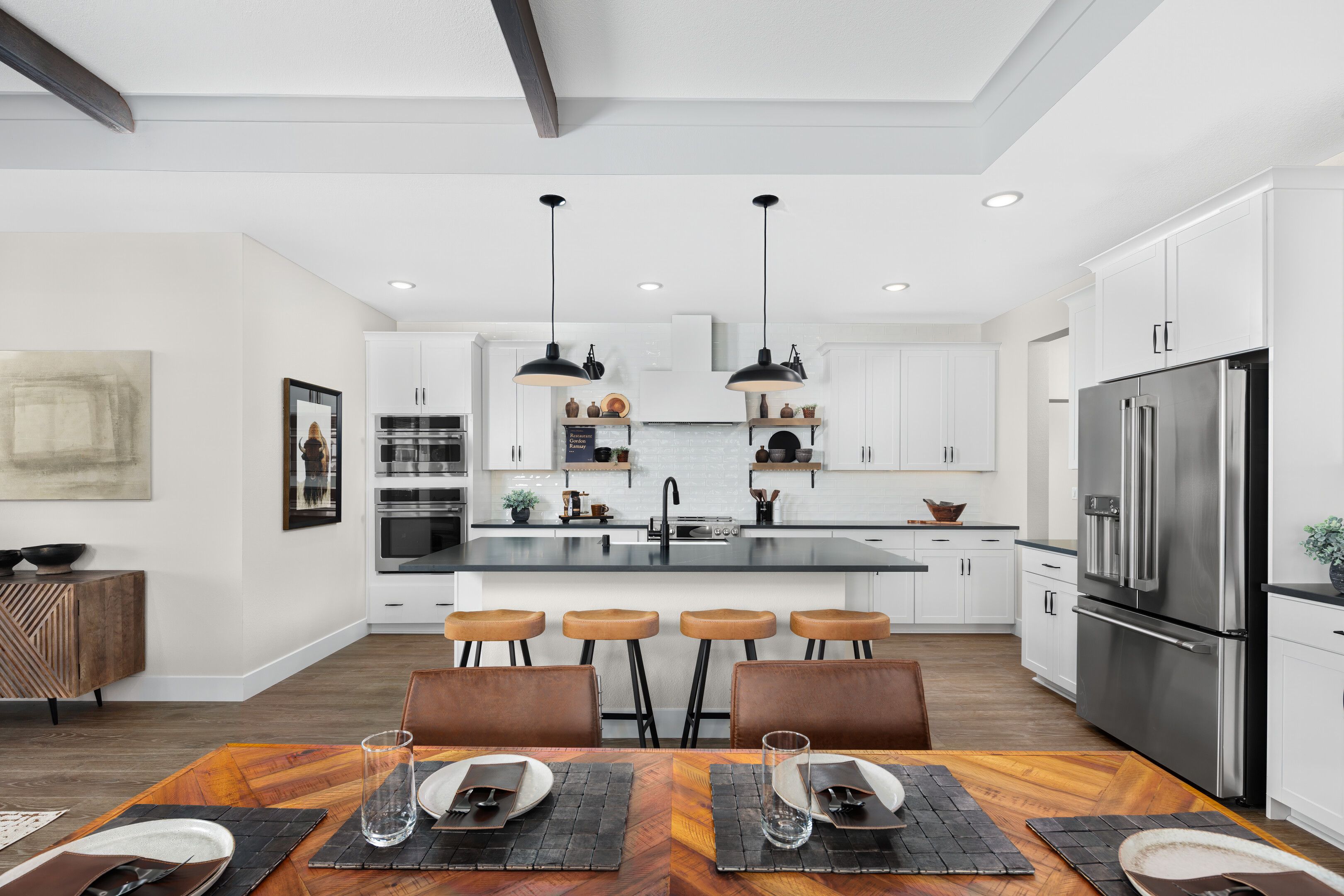 Kitchen with pendant lighting