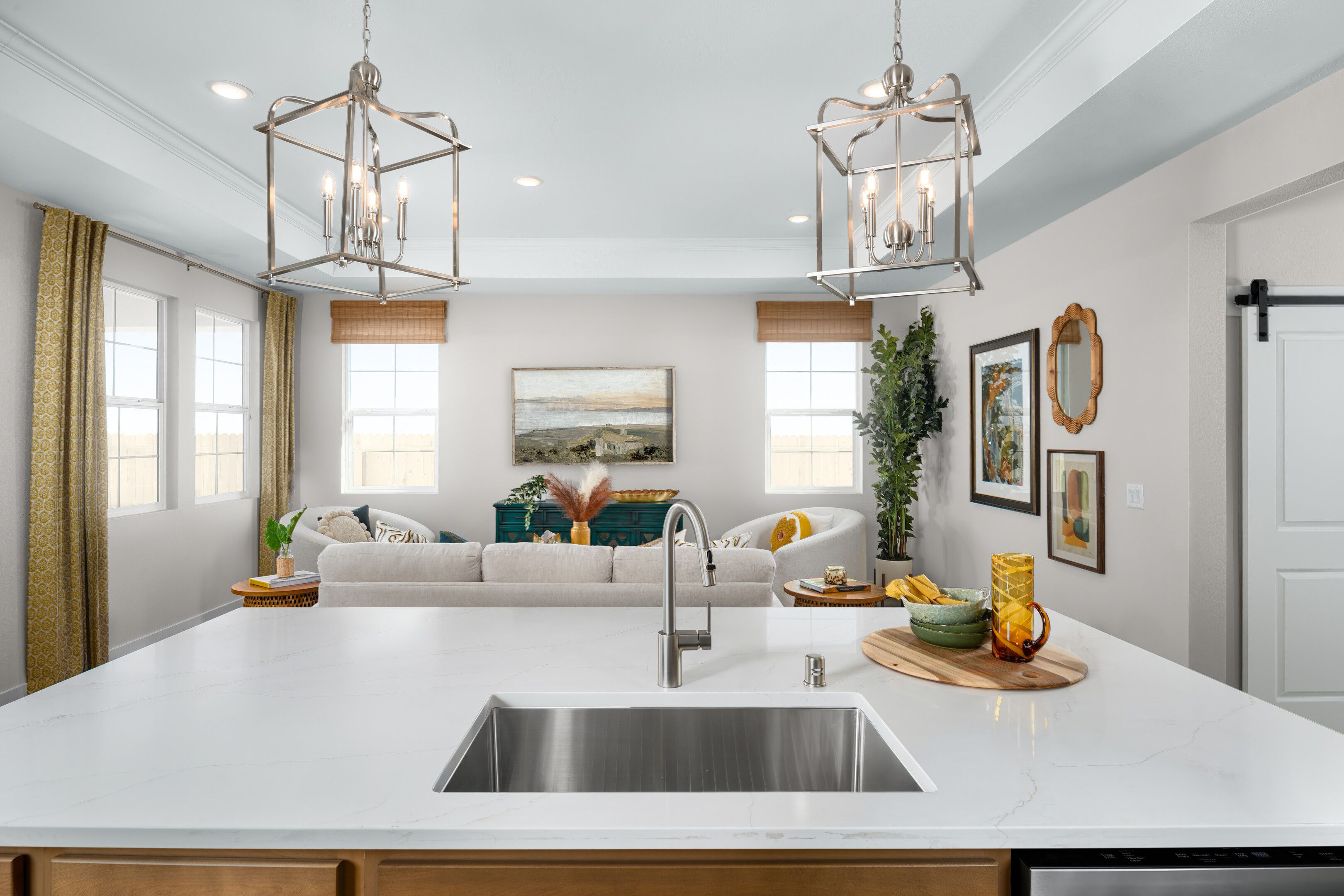 Kitchen island overlooking great room