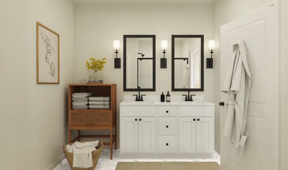 Freestanding vanity in primary bath