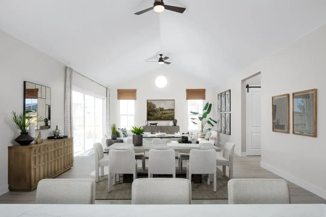 Great room with vaulted ceiling