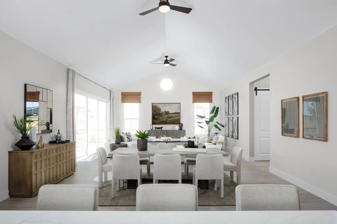 Great room with vaulted ceiling