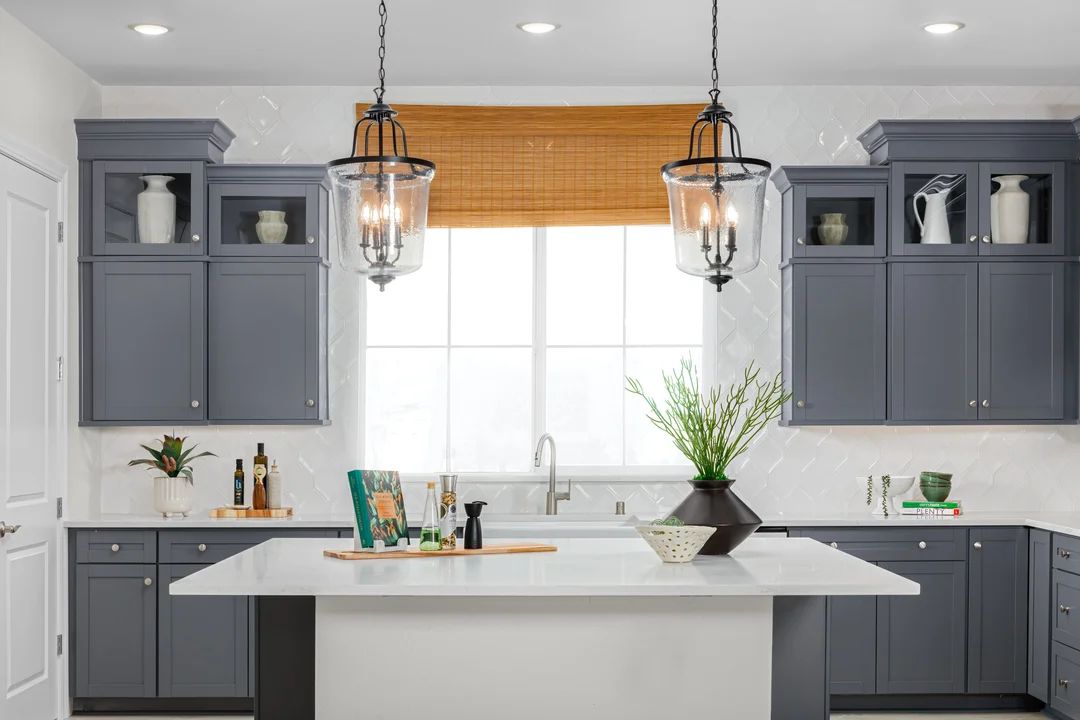 Kitchen with pendant lighting