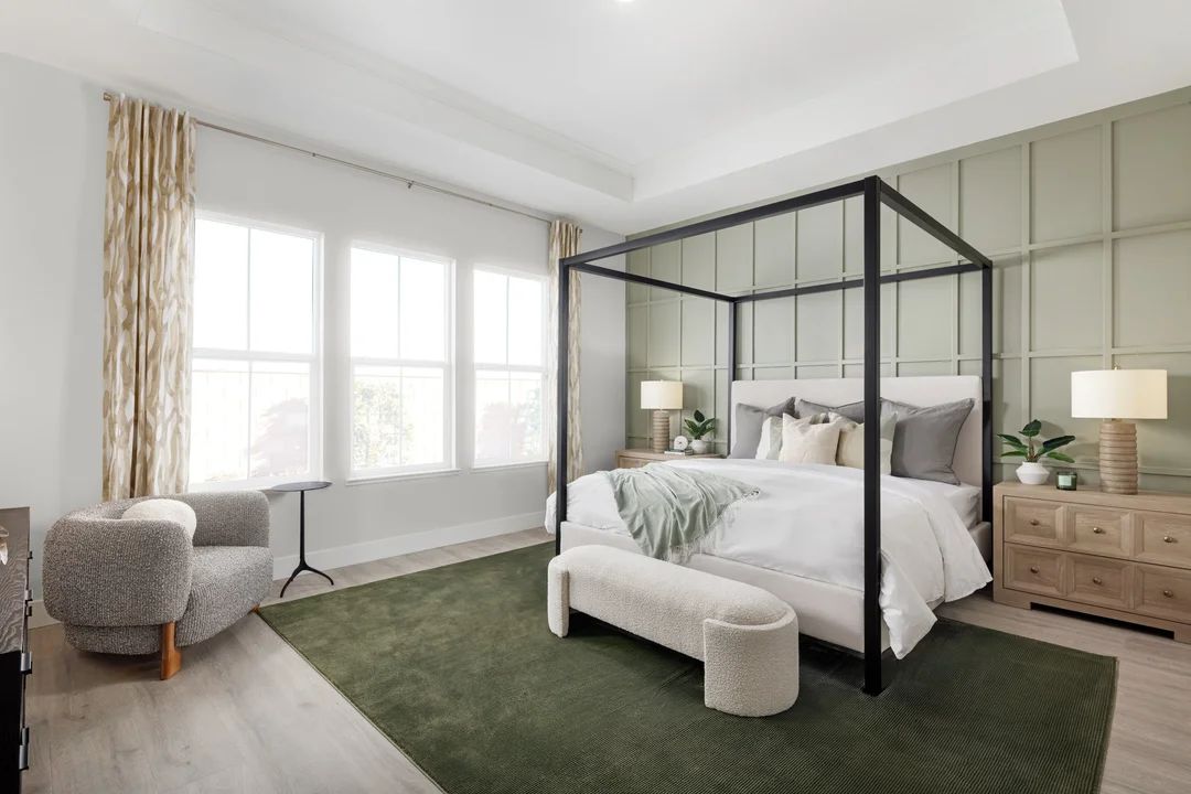 Primary suite with decorative feature wall