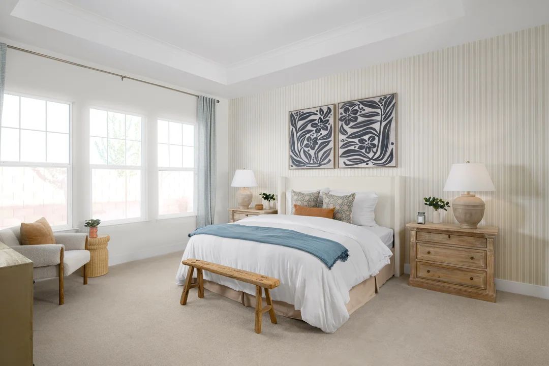 Primary suite with plush carpeting