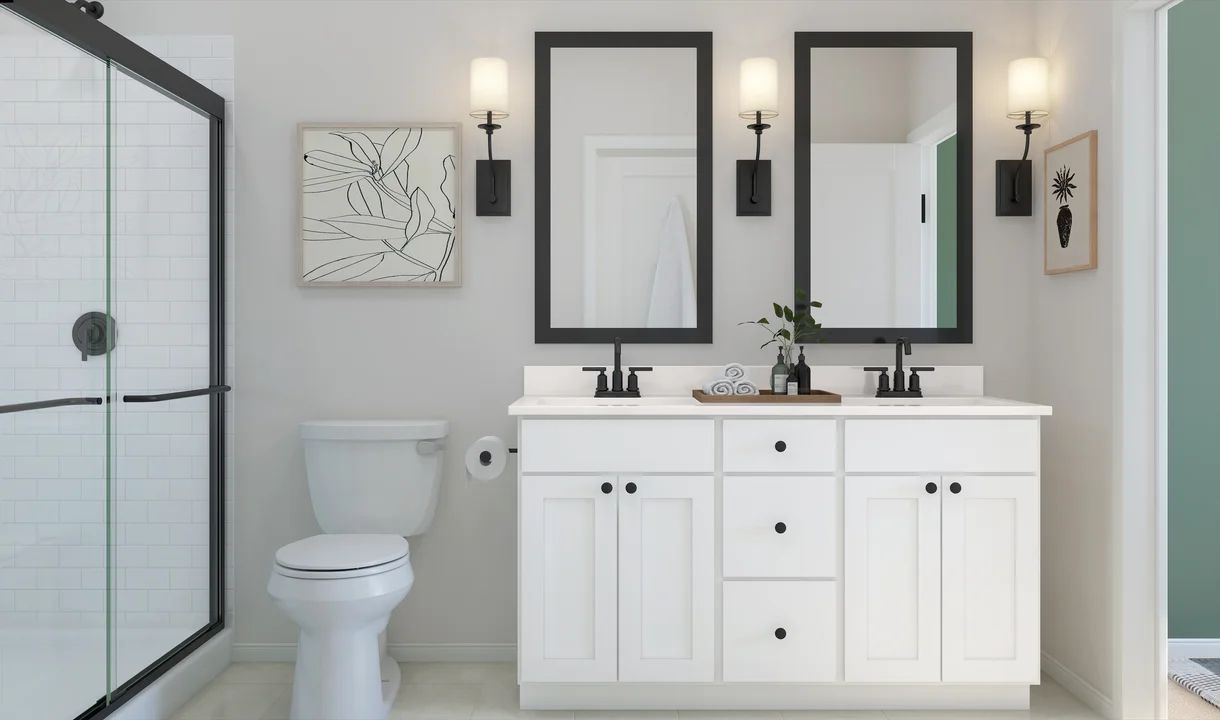Freestanding vanity in primary bath  - Artist Rendering