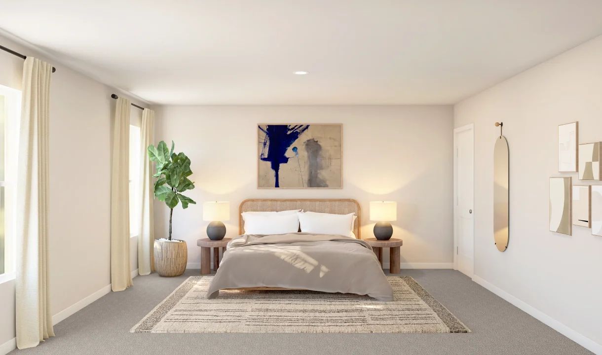 Primary suite with plush carpet - Artist Rendering