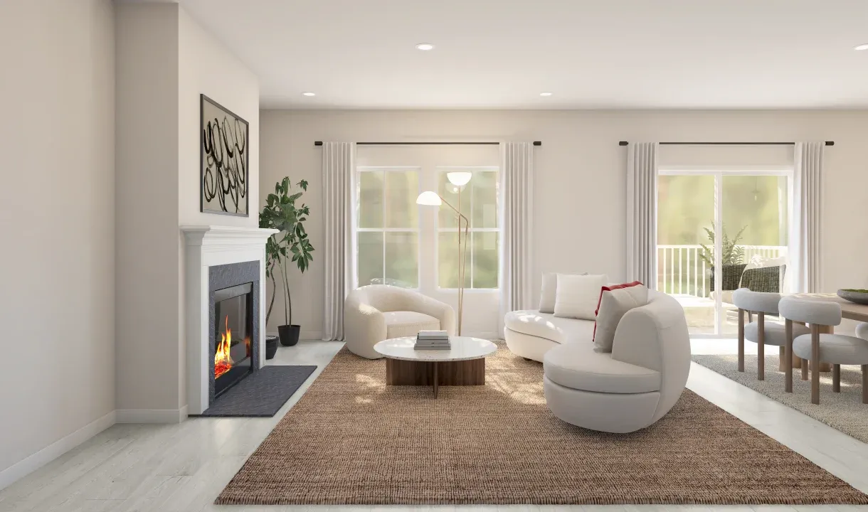 Great room with decorative fireplace - Artist Rendering