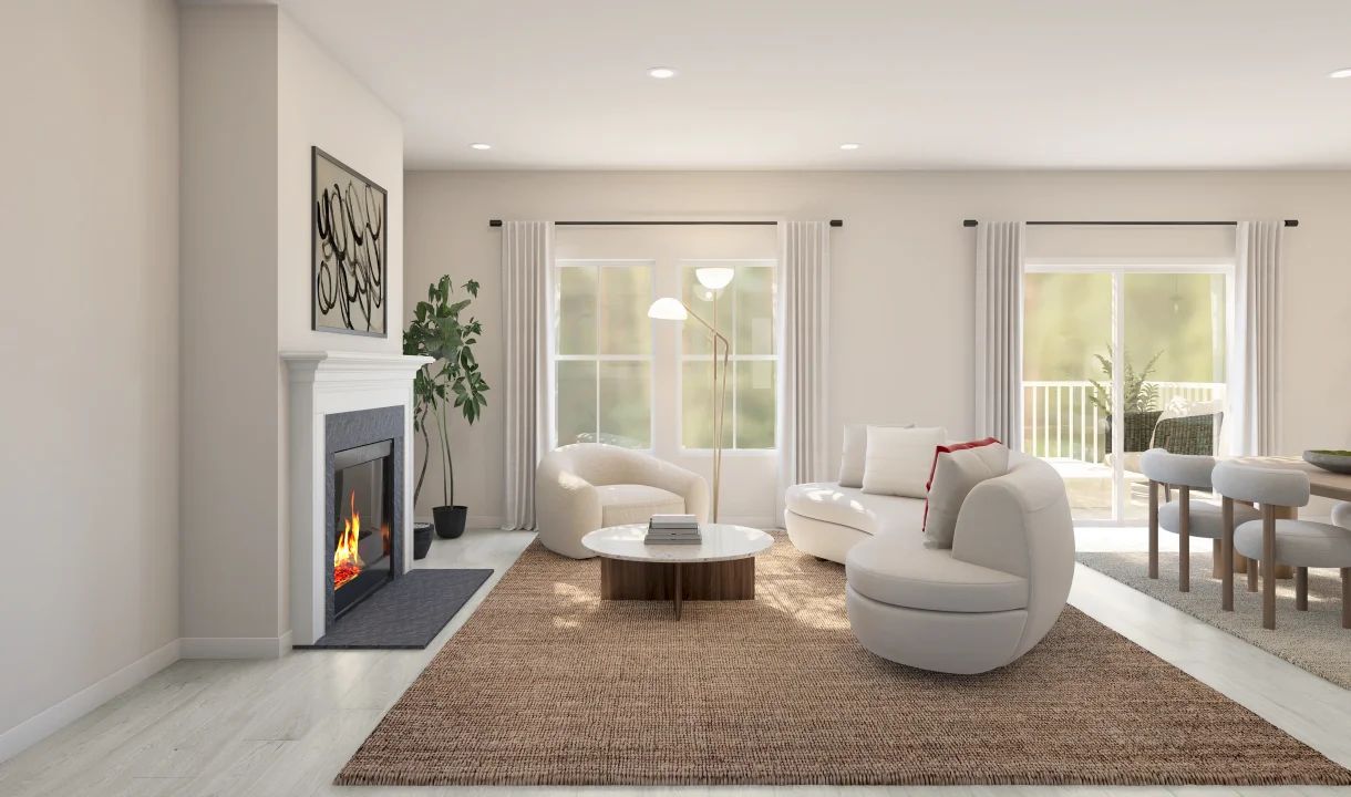 Great room with decorative fireplace - Artist Rendering