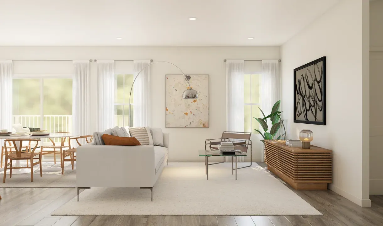 Great room with laminate flooring - Artist Rendering