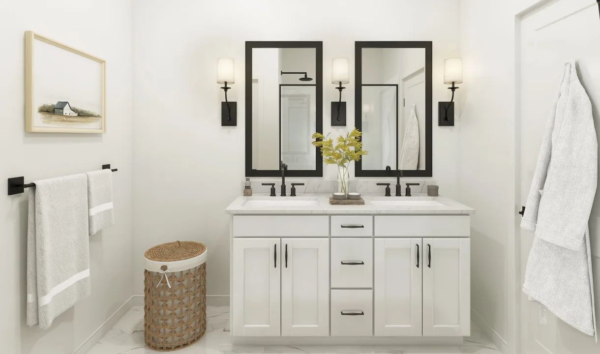 Primary bath with dual vanities