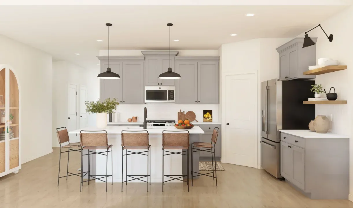 Kitchen with pendant lighting
