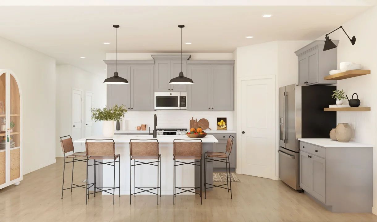 Kitchen with pendant lighting