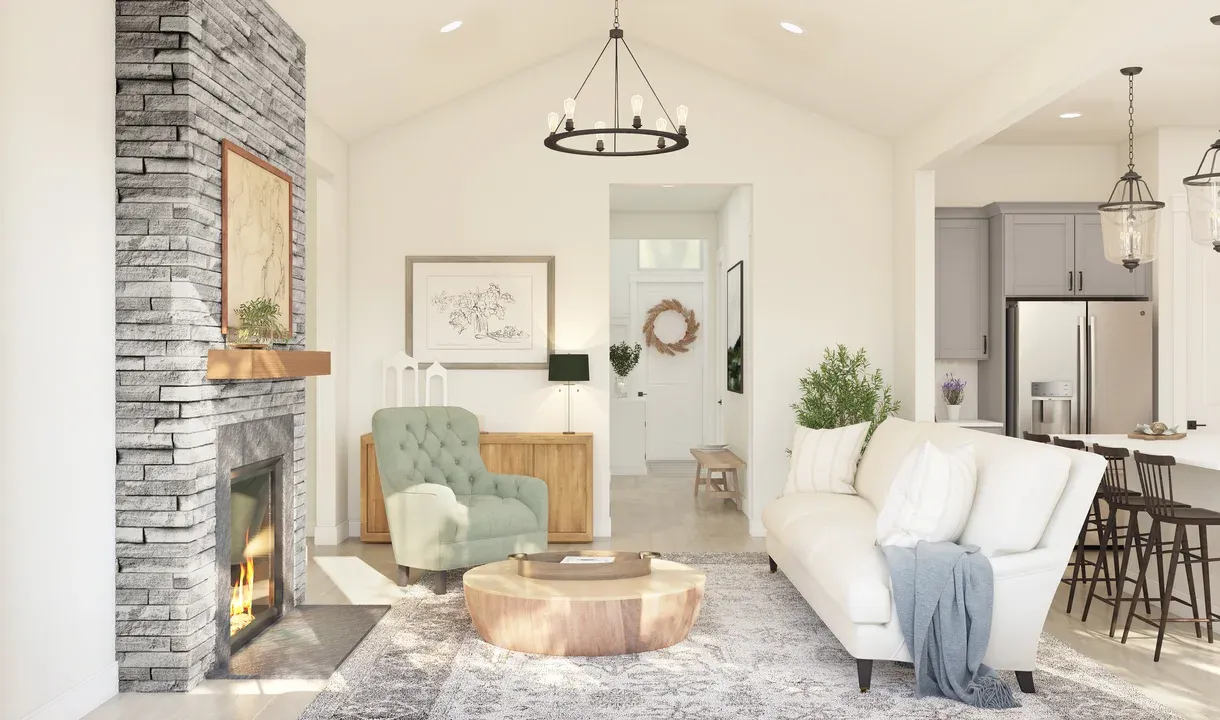 Great room with fireplace