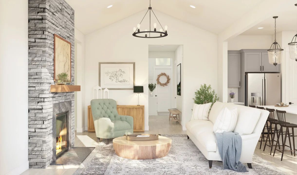 Great room with fireplace