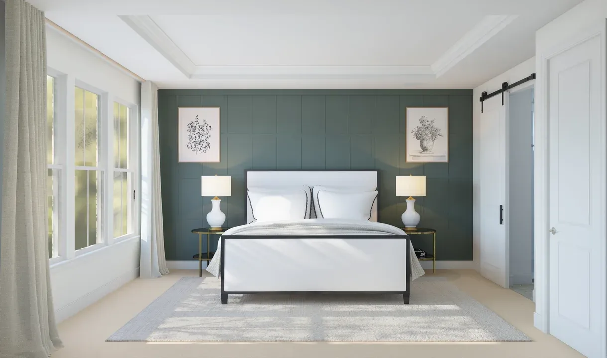 Primary suite with decorative feature wall