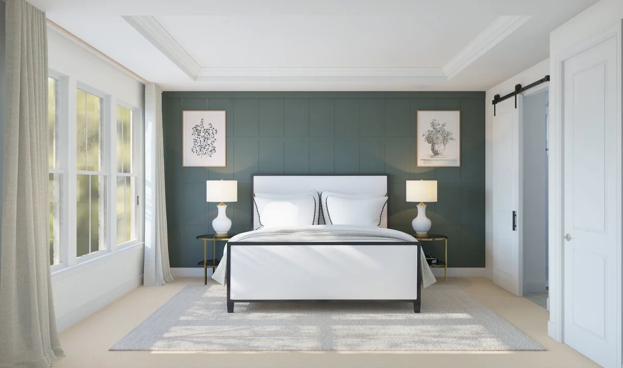 Primary suite with decorative feature wall