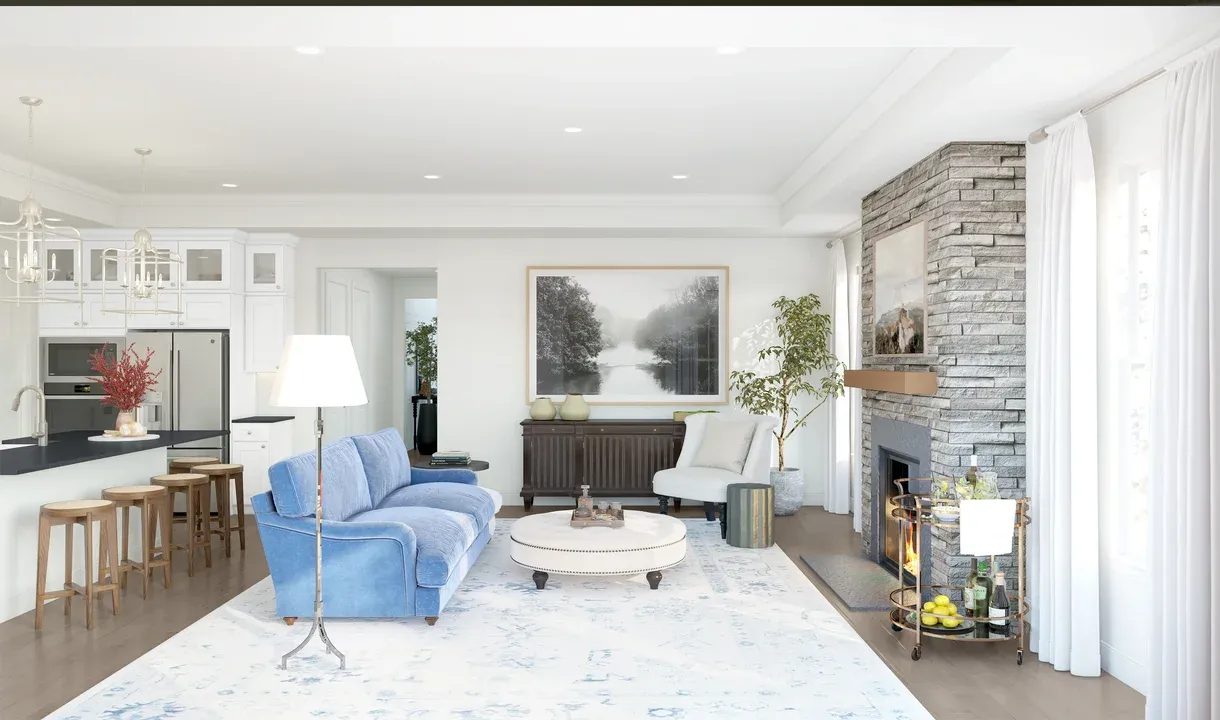 Great room with fireplace