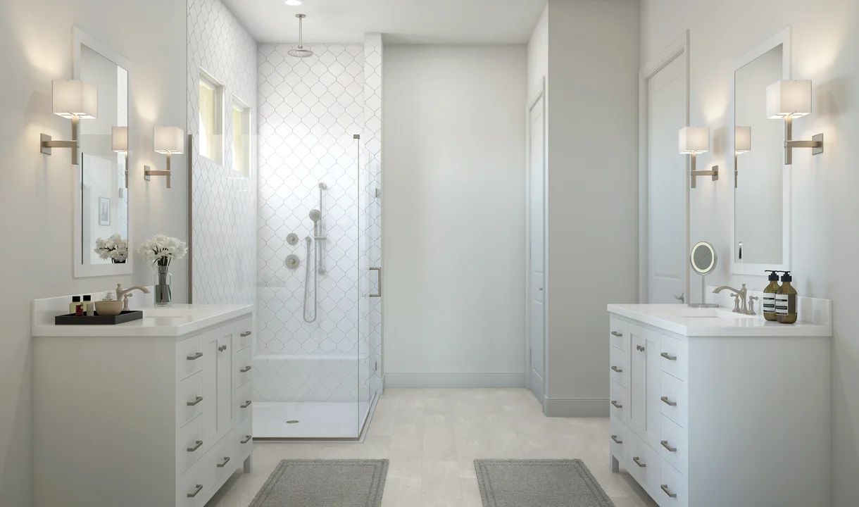 Primary bath with dual vanities